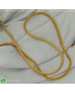 30 Inches Gold Plated Chains Square Cut Thali Kodi Design for Daily Wear – Long Lasting Colour Life, Premium Gold Polish CG9087
