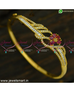 Elegant Floral Gold Bracelet Design Ideas CZ Stones Jewellery Online B24921