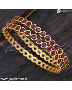 Enticing Round Kemp Stone Imitation Gold Bangles Design Latest Kangan Online BJS6193