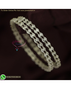 Exclusive Double Line Marquise White Stone CZ Bangles | Rhodium Finish | Exclusive Jewellery B25873