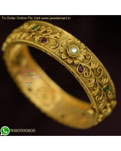 Exclusive Floral Design Kundan Bangles | Gold-Style Imitation Jewellery Online B26154
