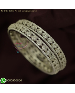 Eye-Cut Design with Outline CZ Bangles | Rhodium-Plated Jewellery B25871