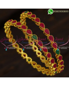 Gold Plated Fancy Bangles Online Shopping Indian Jewellery Ruby Emerald B21258