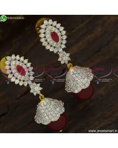 Fancy Diamond Jewellery Matching Jhumka Earrings Dual Tone Imitation Online J23756