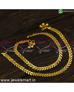 Fancy Double Leaf Golusu Anklet Designs For Kids and Adults Gold Plated P24160