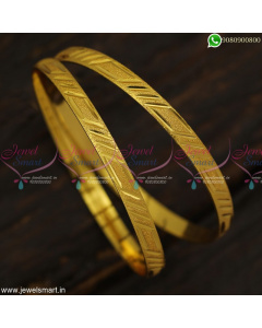 Fancy Patterns Indian Gold Plated Bangles For Daily Use South Indian Jewellery B23229
