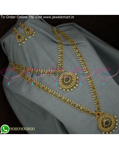 Feed Your Glam with Latest Gold CZ Short and Long Designer Necklace Sets NL25080