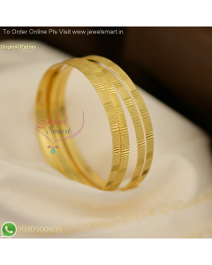 Flat Mild Pattern Forming Gold Bangles Design – Smooth Finish Party Wear B29336