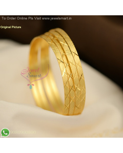 Flat Mild Pattern Forming Gold Bangles Design – Smooth Finis7