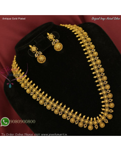 Antique Gold Plated Floral Coin Necklace Set with Earrings NL27465