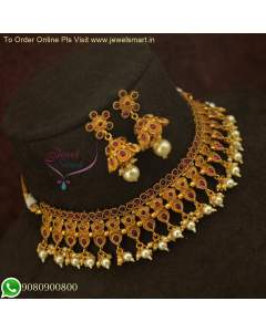 Blooming Radiance: Floral Choker Necklace Set in Reddish Matte, at Unbelievable Prices NL26232
