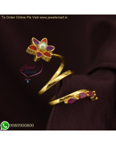 Whimsical Bloom: Floral Delicate Adjustable Snake-Like Finger Ring with Enamel Touch F26229
