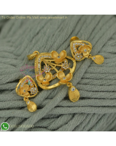 Forming Gold Light Weight Pendant Earrings Set – Real Look Triangle Shape Floral PS26844