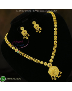 Floral Design Lightweight Long Gold Necklace – Exact Real Finishing for Party Wear NL27180