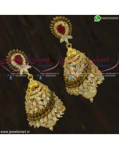 Fusion Jewellery Antique CZ Jhumka Earrings Marquise AD Stones Online 