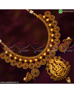 Gajri Chain Beads Temple Necklace Set With Jhumka Earrings Handcrafted Imitation Jewellery NL19163