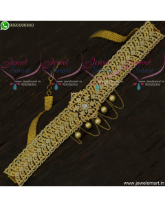Glittering CZ Fashion Jewellery Bridal Hip Belt Latest Chain Vaddanam