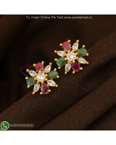 Gold Plated Floral Design Ear Studs Screwback – Long Lasting Colour ER27248