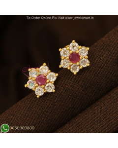 Diamond Like 7 Stones Small Ear Studs Screwback – Long Lasting Colour ER27234