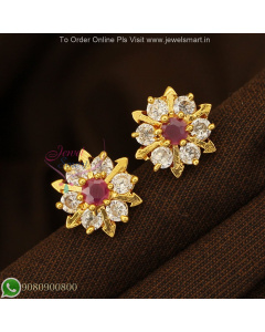 7 Stones Small Ear Studs Screwback – Long Lasting Colour ER27242