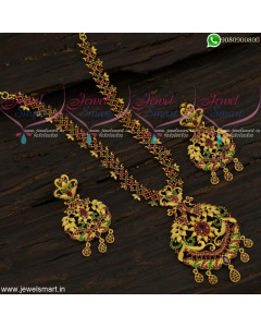 Gold Necklace Design 1 Gram Set Screw Back Earrings South Indian Fashion  NL21775