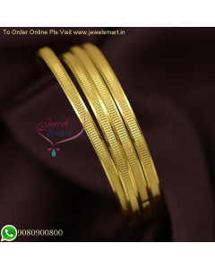 Smooth 4-Piece Thin Gold-Plated Bangles Set for Girls and Babies: Soft and Rash-Free B26570