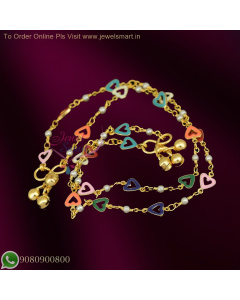 Gold-Plated Colorful Heart Anklet with Bells for Women and Girls | Jewelsmart A26730