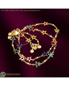 Gold-Plated Colorful Star Anklet with Bells for Women and Girls | Jewelsmart A26729