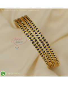 Gold-Plated Sapphire Blue CZ Stone Bangles - Elegant and Sparkling Jewelry for Women B27033