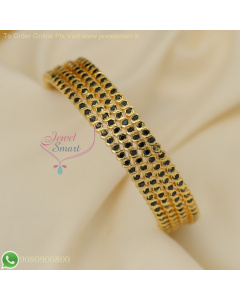 Gold-Plated Black CZ Stone Bangles - Elegant and Sparkling Jewelry for Women B27034