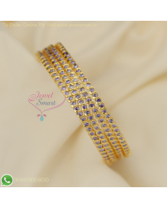 Gold-Plated Purple CZ Stone Bangles - Elegant and Sparkling Jewelry for Women B27035