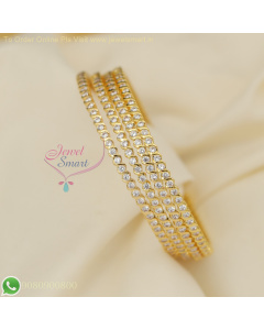 Gold-Plated White CZ Stone Bangles - Elegant and Sparkling Jewelry for Women B27031