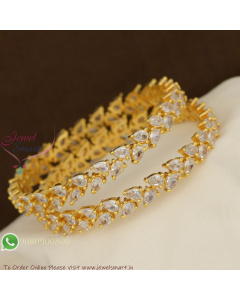 Gold Plated CZ Stone Bangles for Women | Diamond Look Designer Bangles Online