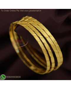 4 Pcs Set Gold Plated Bangles for Daily Wear | Lightweight & Delicate Real Gold Look B26761