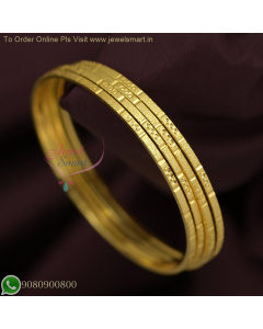 4 Pcs Set Thin Gold Plated Bangles for Daily Wear | Lightweight  Real Gold Look B26762