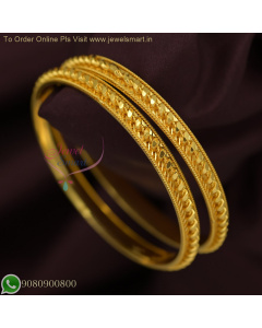 Spiral Gold Plated Bangles for Daily Wear |  Delicate Real Gold Look B26765