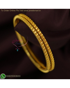 Jelebi Twisted Gold Plated Bangles for Daily Wear | Lightweight & Delicate Real Gold Look B26767
