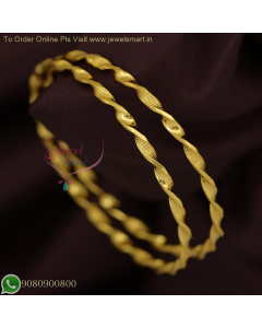 Twisted Gold Plated Bangles for Daily Wear | Lightweight & Delicate Real Gold Look B26768