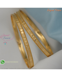 Gold Plated Etched Design Bangles 2 Pieces Set – Real Gold Replica Jewellery B29327