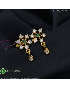 Elegant Floral CZ Stud Earrings Gold Plated – Diamond Look ER27457
