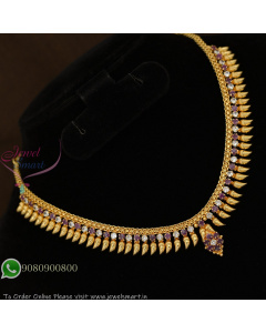 Gold Plated Spike Necklace with CZ Stones | Traditional South Indian Jewellery NL29368