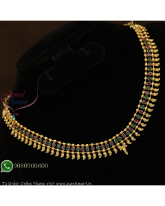 Gold Plated Spike Necklace with CZ Stones | Traditional South Indian Jewellery NL29369