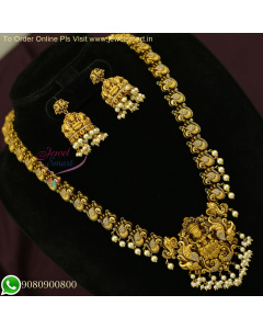 Exquisite Gold Temple Jewelry Inspired CZ Long Necklace Set: Elegance Redefined NL26402