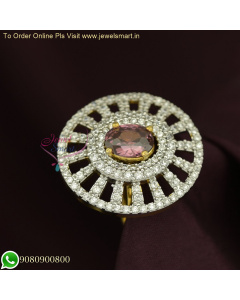 Radiant Elegance: Gold Plated Purple CZ Sparkling Diamond Look Finger Ring F26227