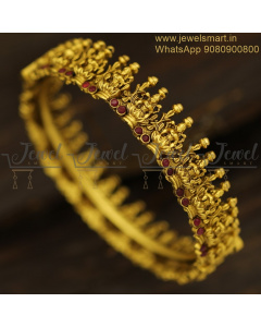 Graceful Temple Jewellery Bridal Antique Gold Bangles Design Online BJS6268