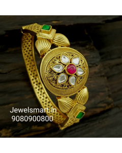 Grand Kundan Bracelet Antique Gold Inspired Jewellery Designs Online B25050