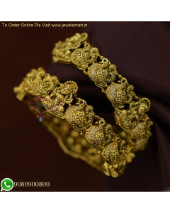 Handmade Antique Gold Temple Jewellery Bangles with Laxmi Design B25977