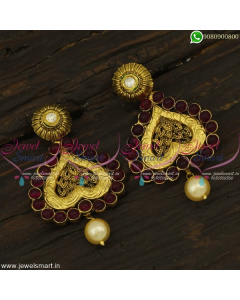 Heart Shape Fashionable Earrings Kemp Stones Antique Fashion Jewellery Online ER22341