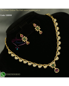 Traditional Heart Shape Gold Necklace Set - Stylish Design with Screw Lock Ear Studs NL26877