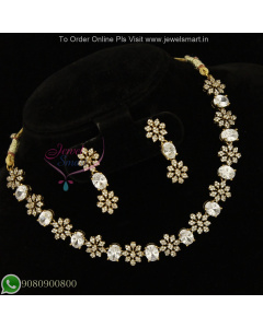 Victorian Style Oxidised Necklace Set with Colorful Stones - Antique Jewellery NL27200